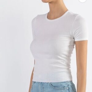 NEW Grey Ven White Tee Shirt Revolve Baillie Cap Short Sleeves Crew Neck Stretch